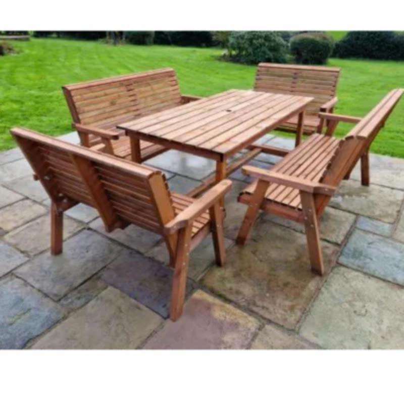 Churnet Valley Seat 10 Set (2 x 2 Seat Benches and 2 x 3 Seat Benches) 179.5cm Table