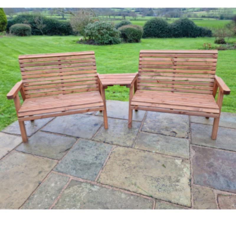 Churnet Valley 4 Seat Set (2 x 2 Seat Benches) Angled Tray