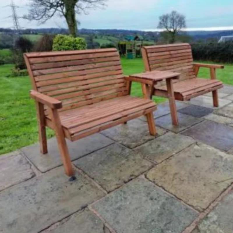 Churnet Valley 4 Seat Set (2 x 2 Seat Benches) Straight Tray