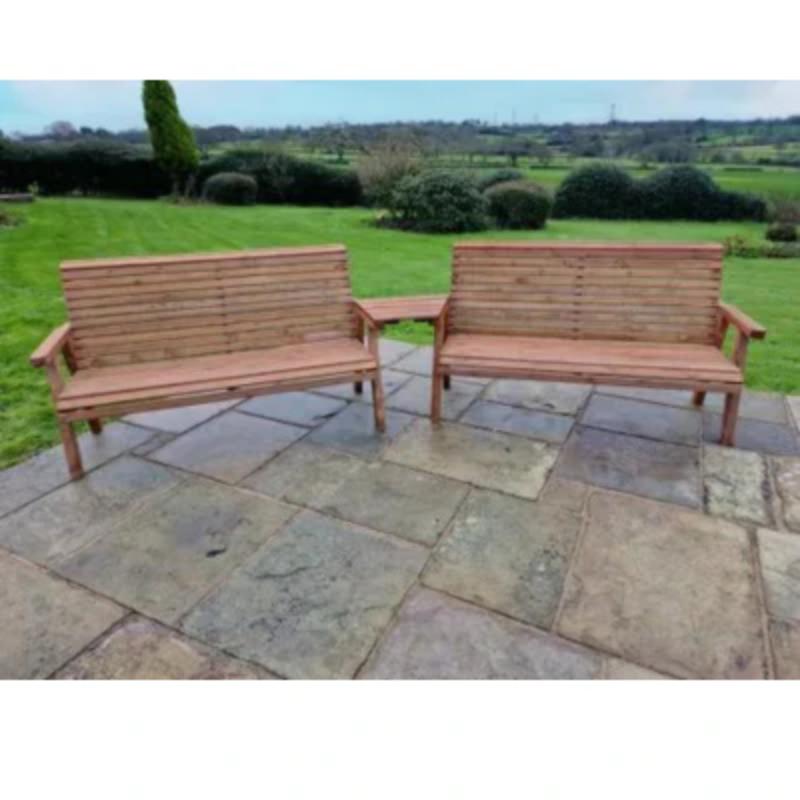 Churnet Valley 6 Seat Set (2 x 3 Seat Benches) Angled Tray