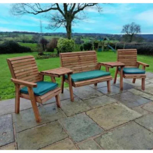 Churnet Valley 4 Seat Set (1 x 2 Seat Bench and 2 Chairs) Angled Tray