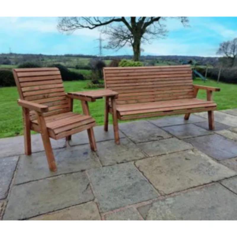 Churnet Valley 4 Seat Set (1 Chair and 1 x 3 Seat Bench) Angled Tray