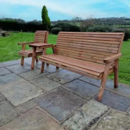 Churnet Valley 4 Seat Set (1 Chair and 1 x 3 Seat Bench) Straight Tray