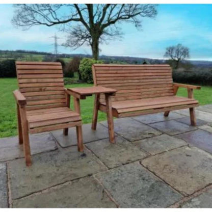 Churnet Valley 4 Seat Set (1 Chair and 1 x 3 Seat Bench) Straight Tray