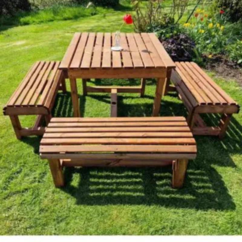 Churnet Valley Contemporary Table and Bench Set - Sits 8