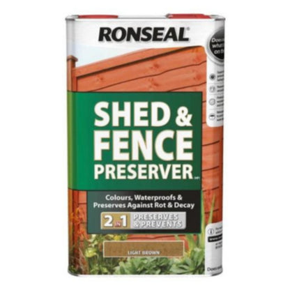 Ronseal Shed and Fence Preserver 5 Litres - All Colours