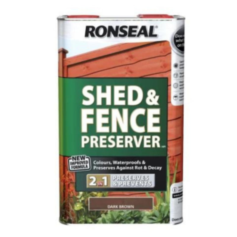 Ronseal Shed and Fence Preserver 5 Litres - All Colours