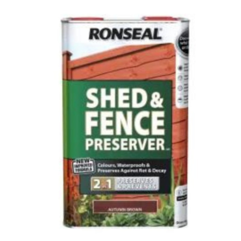 Ronseal Shed and Fence Preserver 5 Litres - All Colours