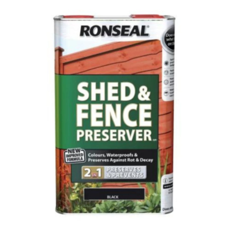 Ronseal Shed and Fence Preserver 5 Litres - All Colours