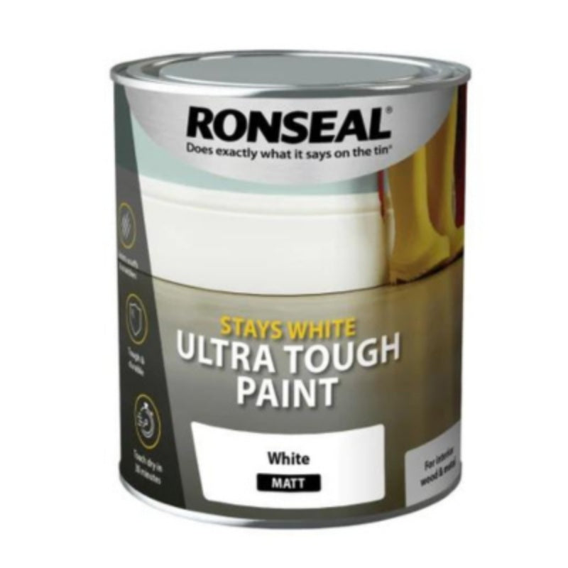 Ronseal Stays White Ultra Tough Paint 750ml - All Colours