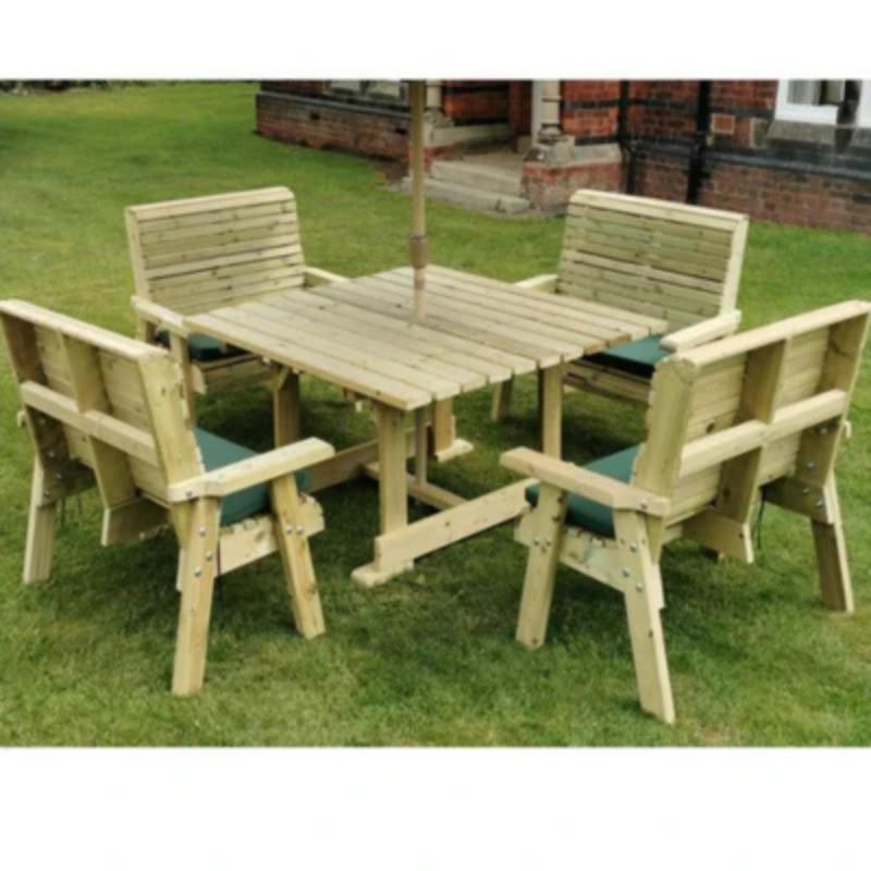 Churnet Valley Ergo 8 Seater Square Table Set (4 Benches)