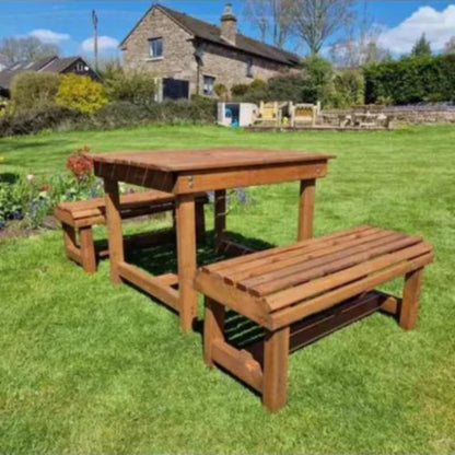 Churnet Valley Contemporary Table and Bench Set - Sits 4