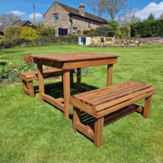 Churnet Valley Contemporary Table and Bench Set - Sits 4