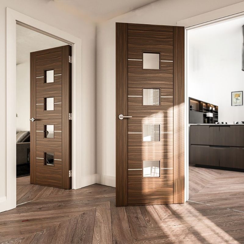 Image for Deanta Valencia Glazed Interior Walnut Door 1981 x 610 x 35mm