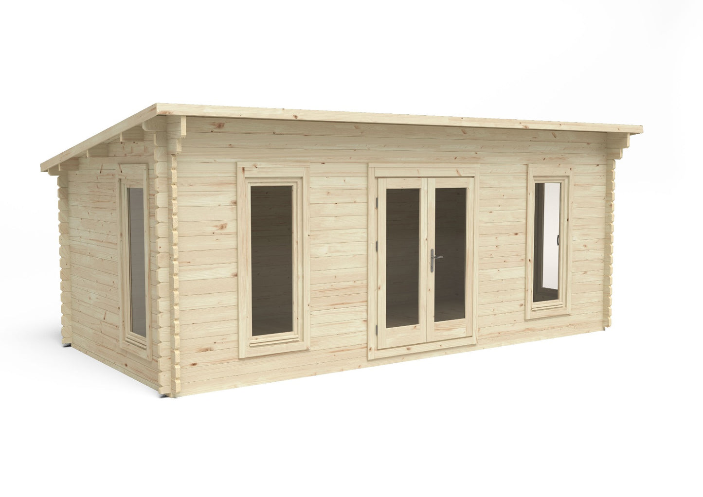 Forest Arley Log Cabin Pent Roof, Double Glazed 24kg Polyester Felt, no Underlay  - 6.0m x 3.0m - VARL45D63P2HD