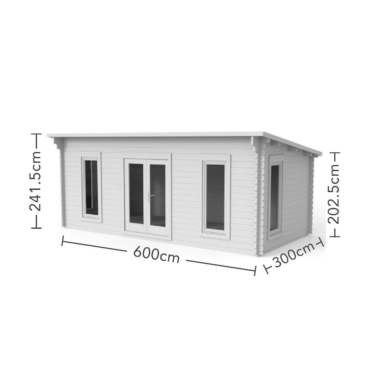 Forest Arley Log Cabin Pent Roof, Double Glazed 24kg Polyester Felt, no Underlay  - 6.0m x 3.0m - VARL45D63P2HD