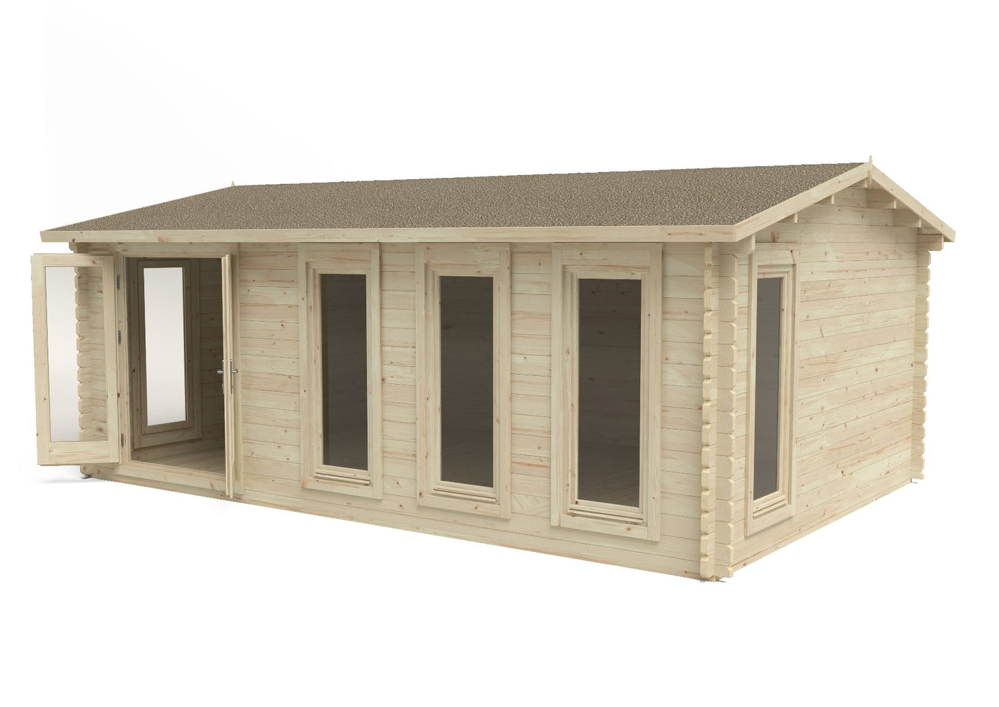 Forest Blakedown Log Cabin Apex Roof, Double Glazed 24kg Polyester Felt, no Underlay  - 6.0m x 4.0m - VBLA45D64P2HDIN