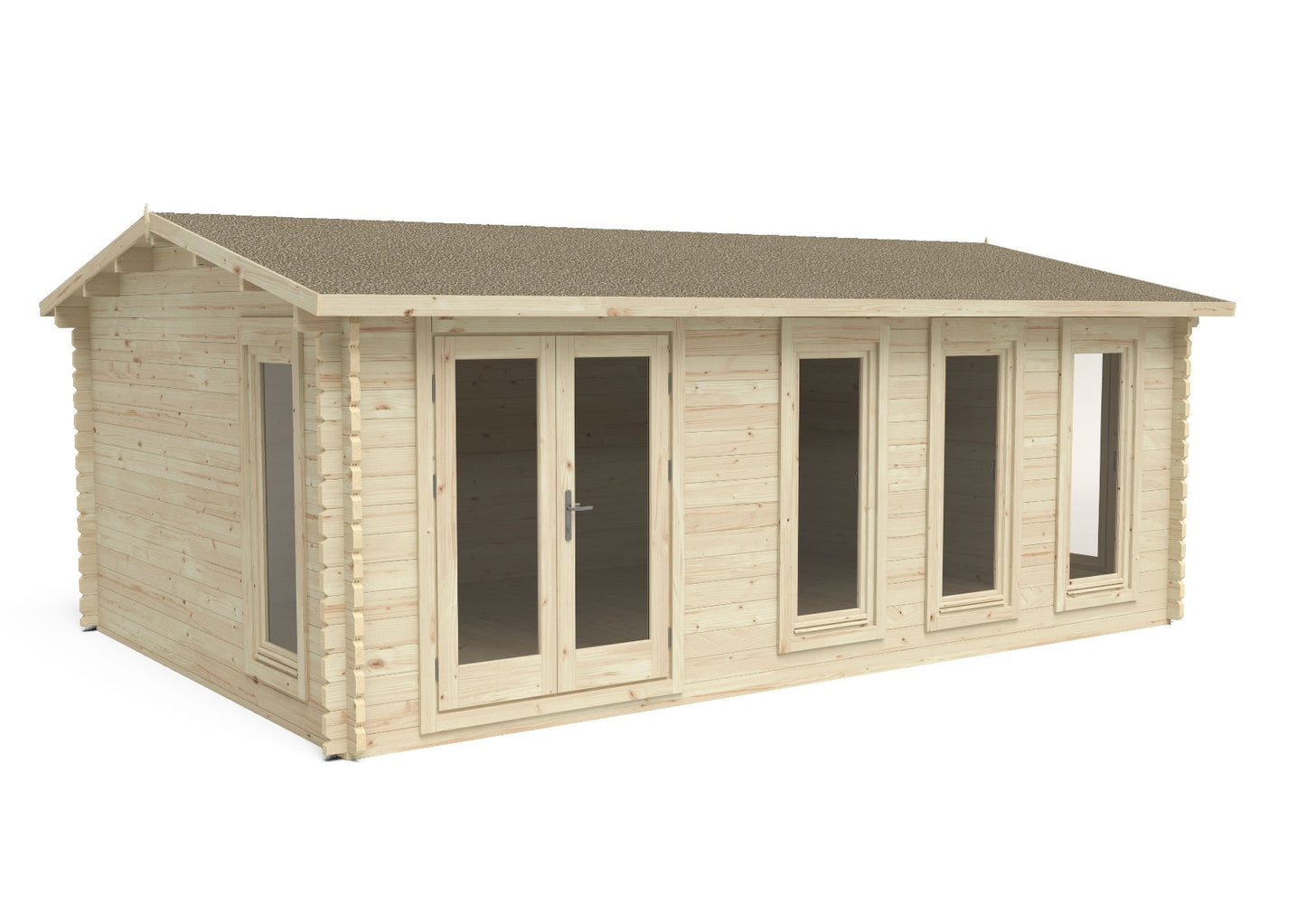 Forest Blakedown Log Cabin Apex Roof, Double Glazed 24kg Polyester Felt, no Underlay  - 6.0m x 4.0m - VBLA45D64P2HDIN