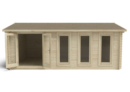 Forest Blakedown Log Cabin Apex Roof, Double Glazed 24kg Polyester Felt, no Underlay  - 6.0m x 4.0m - VBLA45D64P2HD