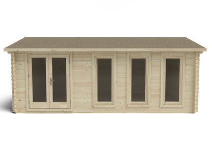 Forest Blakedown Log Cabin Apex Roof, Double Glazed 24kg Polyester Felt, no Underlay  - 6.0m x 4.0m - VBLA45D64P2HD