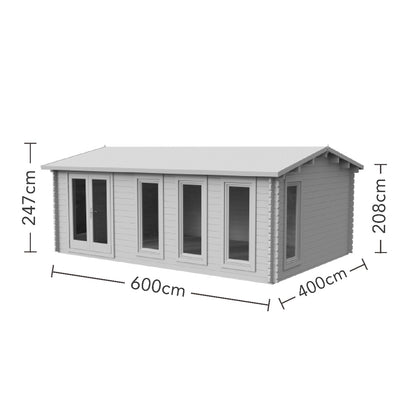 Forest Blakedown Log Cabin Apex Roof, Double Glazed 24kg Polyester Felt, no Underlay  - 6.0m x 4.0m - VBLA45D64P2HDIN