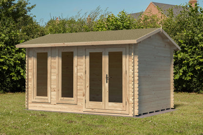 Forest Chiltern Log Cabin Apex Roof, Double Glazed 34kg Felt, plus Underlay  - 4.0m x 3.0m - VCHI34D43P3UHD