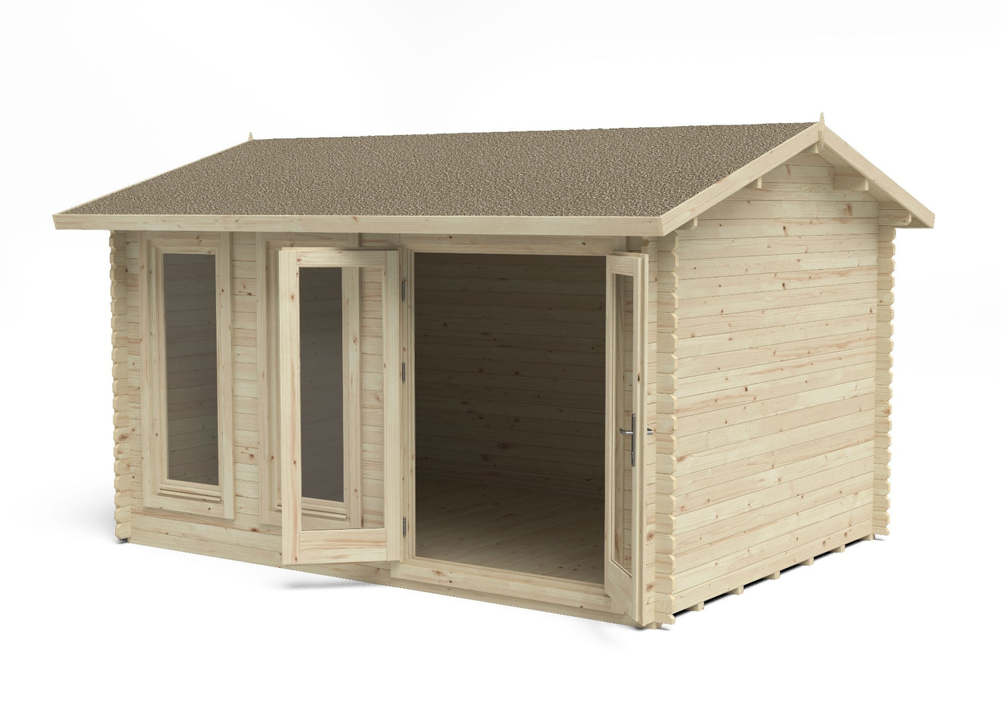 Forest Chiltern Log Cabin Apex Roof, Double Glazed 34kg Felt, plus Underlay  - 4.0m x 3.0m - VCHI34D43P3UHD