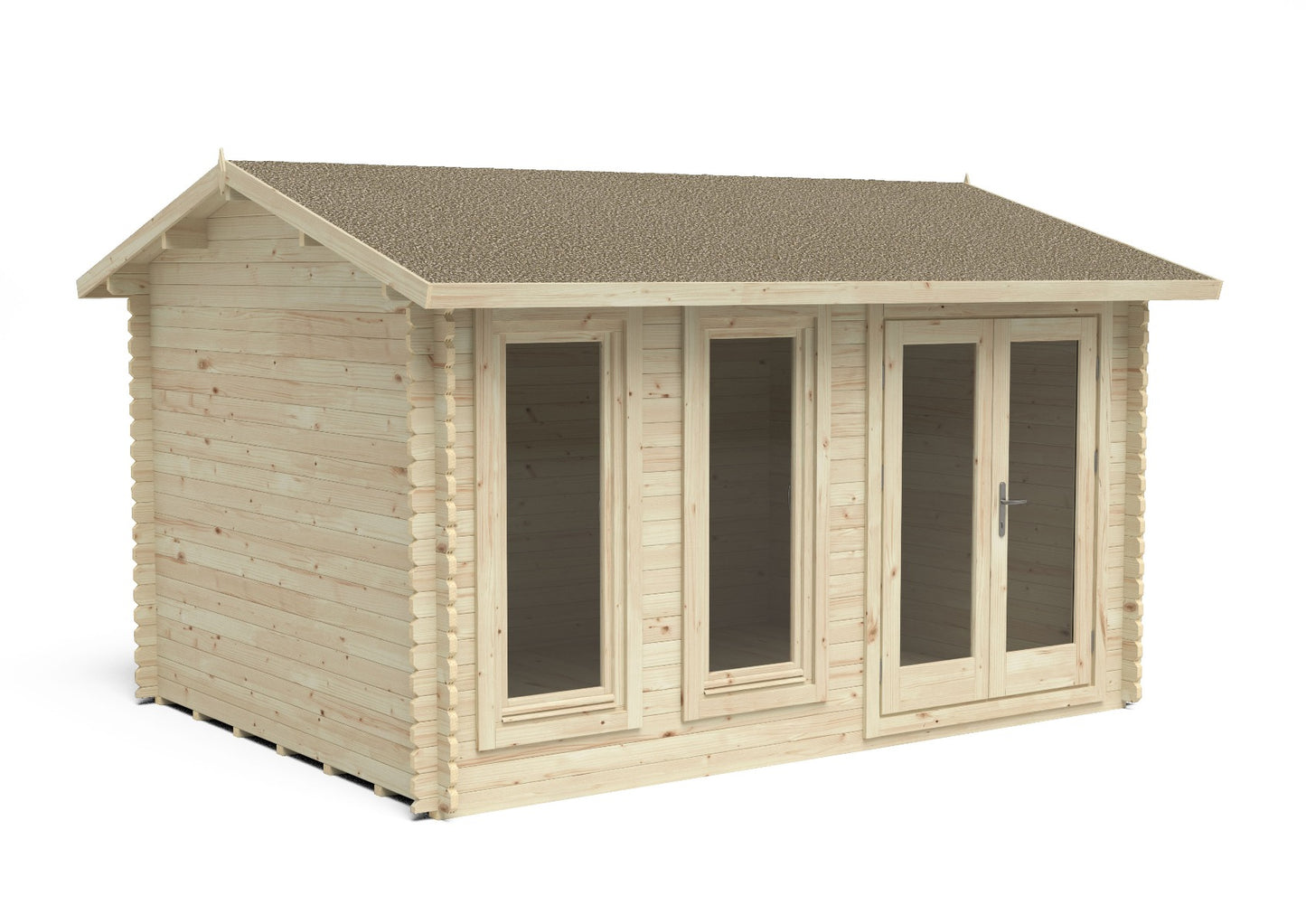 Forest Chiltern Log Cabin Apex Roof, Double Glazed 34kg Felt, plus Underlay  - 4.0m x 3.0m - VCHI34D43P3UHD