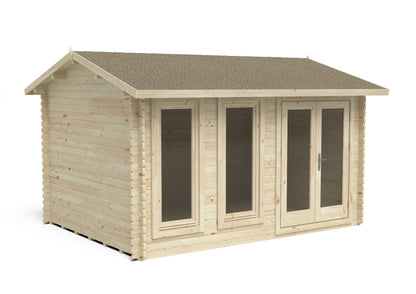 Forest Chiltern Log Cabin Apex Roof, Double Glazed 34kg Felt, plus Underlay  - 4.0m x 3.0m - VCHI34D43P3UHDIN