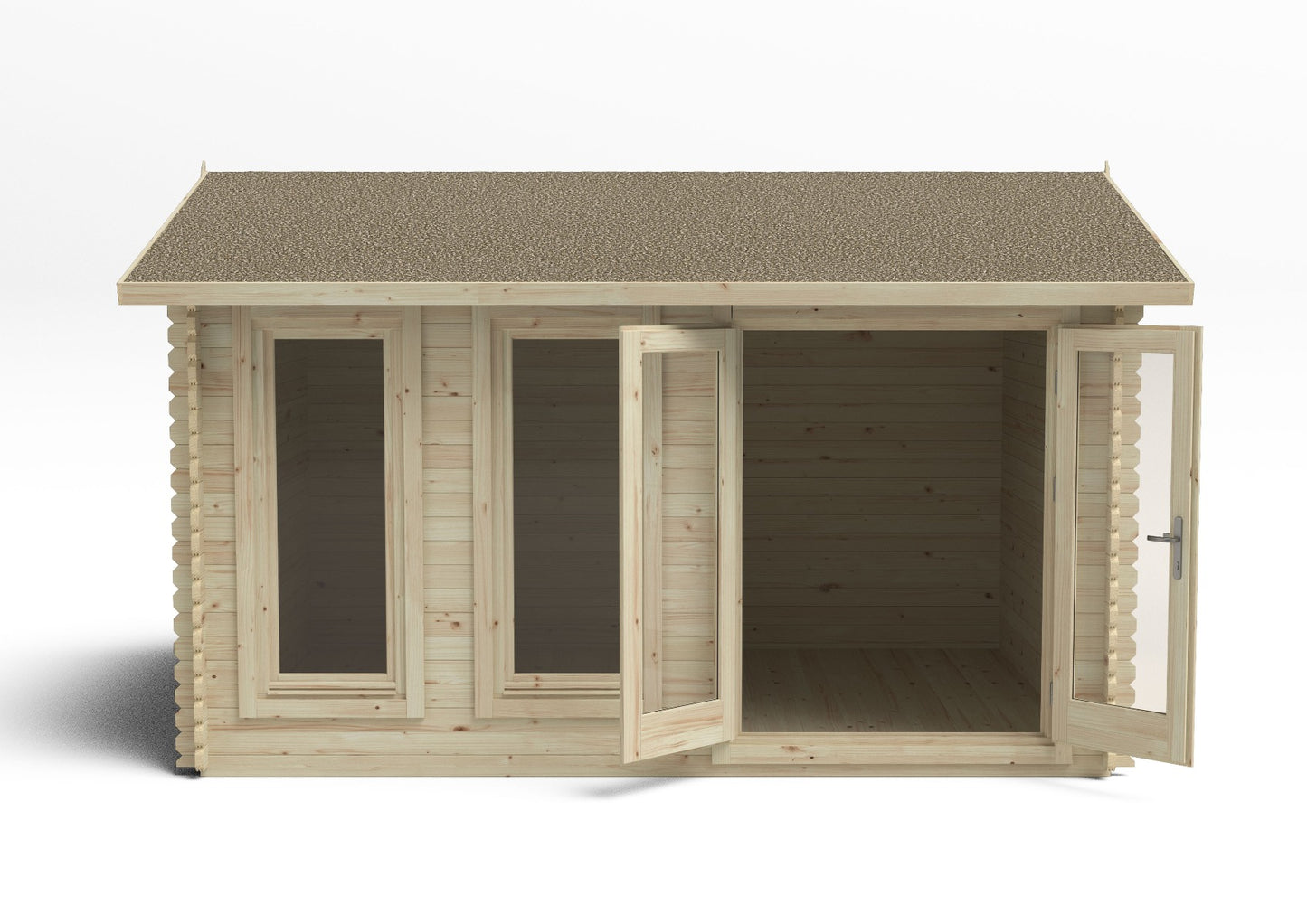 Forest Chiltern Log Cabin Apex Roof, Double Glazed 34kg Felt, plus Underlay  - 4.0m x 3.0m - VCHI34D43P3UHD