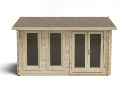 Forest Chiltern Log Cabin Apex Roof, Double Glazed 34kg Felt, plus Underlay  - 4.0m x 3.0m - VCHI34D43P3UHD