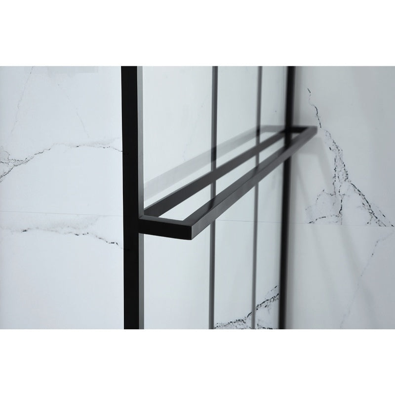 Aquaglass Velar+ Crittal Walk-In Panel w/ Towel Rail and Stabilising Bar (Black) - All Sizes