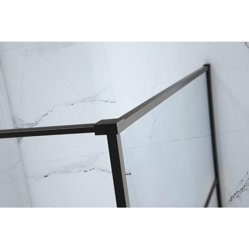 Aquaglass Velar+ Crittal Walk-In Panel w/ Towel Rail and Stabilising Bar (Black) - All Sizes