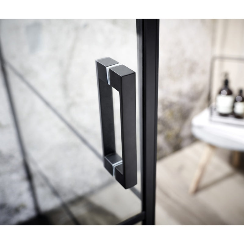 Aquaglass Velar+ Hinge Corner Entry Door & Side Panel - 900mm x 2000mm (Matt Black)