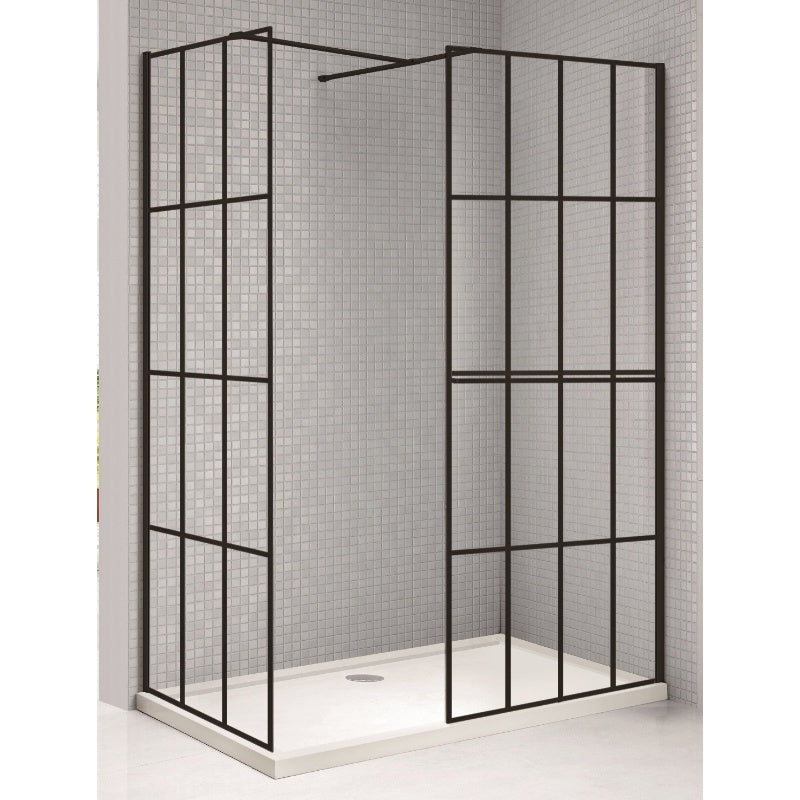 Aquaglass Velar+ Crittal Framed Walk In Side Panel (Black) - All Sizes