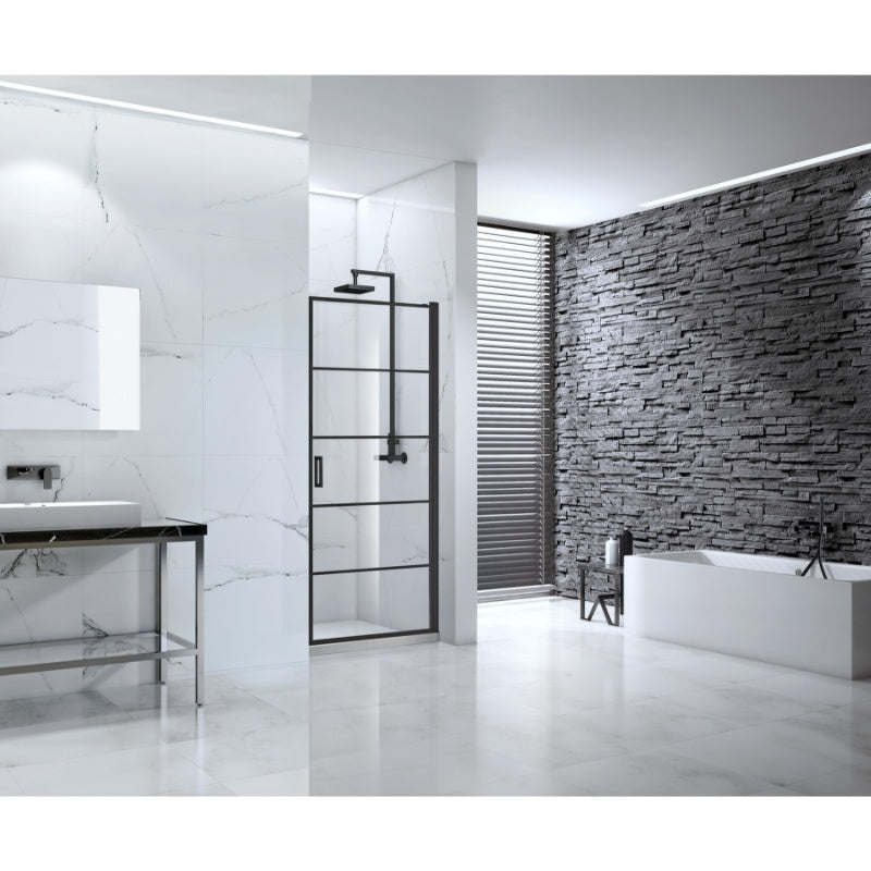 Aquaglass Velar+ Hinged Cittal Style Shower Door w/ Pivot Opening (Matt Black) - All Sizes