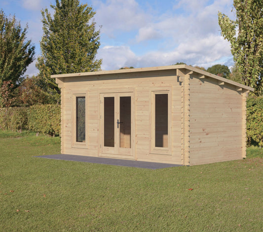 Forest Elmley Log Cabin Pent Roof, Double Glazed 24kg Polyester Felt, no Underlay  - 5.0m x 3.0m - VELM45D53P2HDIN