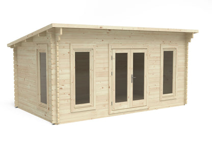 Forest Elmley Log Cabin Pent Roof, Double Glazed 24kg Polyester Felt, no Underlay  - 5.0m x 3.0m - VELM45D53P2HDIN