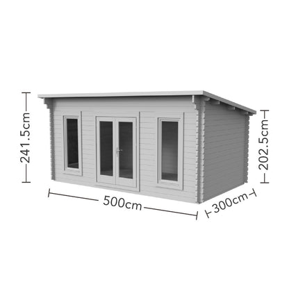 Forest Elmley Log Cabin Pent Roof, Double Glazed 24kg Polyester Felt, no Underlay  - 5.0m x 3.0m - VELM45D53P2HDIN