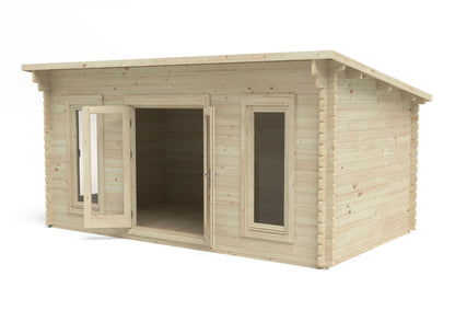 Forest Elmley Log Cabin Pent Roof, Double Glazed 34kg Polyester Felt, plus Underlay  - 5.0m x 3.0m - VELM45D53P3UHDIN