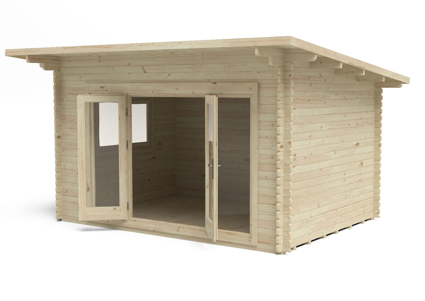 Forest Melbury Log Cabin Pent Roof, Double Glazed 24kg Polyester Felt, plus Underlay  - 4.0m x 3.0m - VMEL34D43P2UHDIN