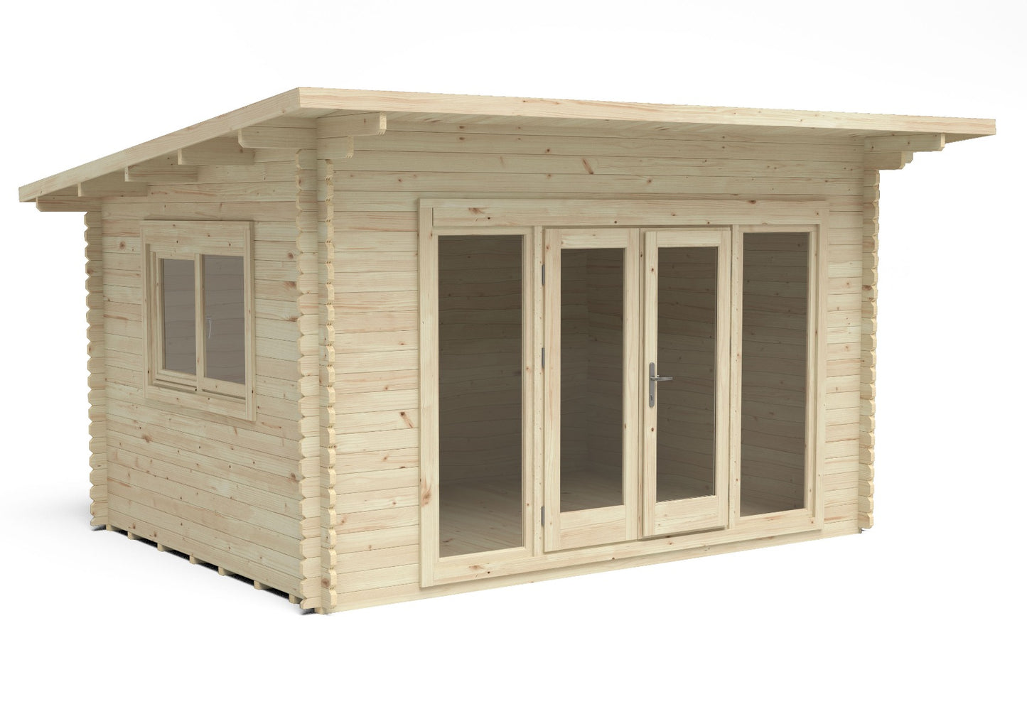 Forest Melbury Log Cabin Pent Roof, Double Glazed 24kg Polyester Felt, plus Underlay  - 4.0m x 3.0m - VMEL34D43P2UHDIN