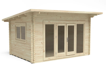 Forest Melbury Log Cabin Pent Roof, Double Glazed 24kg Polyester Felt, plus Underlay  - 4.0m x 3.0m - VMEL34D43P2UHDIN