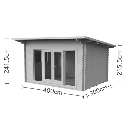 Forest Melbury Log Cabin Pent Roof, Double Glazed 24kg Polyester Felt, plus Underlay  - 4.0m x 3.0m - VMEL34D43P2UHDIN