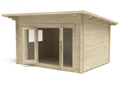 Forest Melbury Log Cabin Pent Roof, Double Glazed 34kg Polyester Felt, plus Underlay  - 4.0m x 3.0m - VMEL34D43P3UHDIN