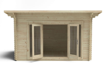 Forest Melbury Log Cabin Pent Roof, Double Glazed 34kg Polyester Felt, plus Underlay  - 4.0m x 3.0m - VMEL34D43P3UHDIN