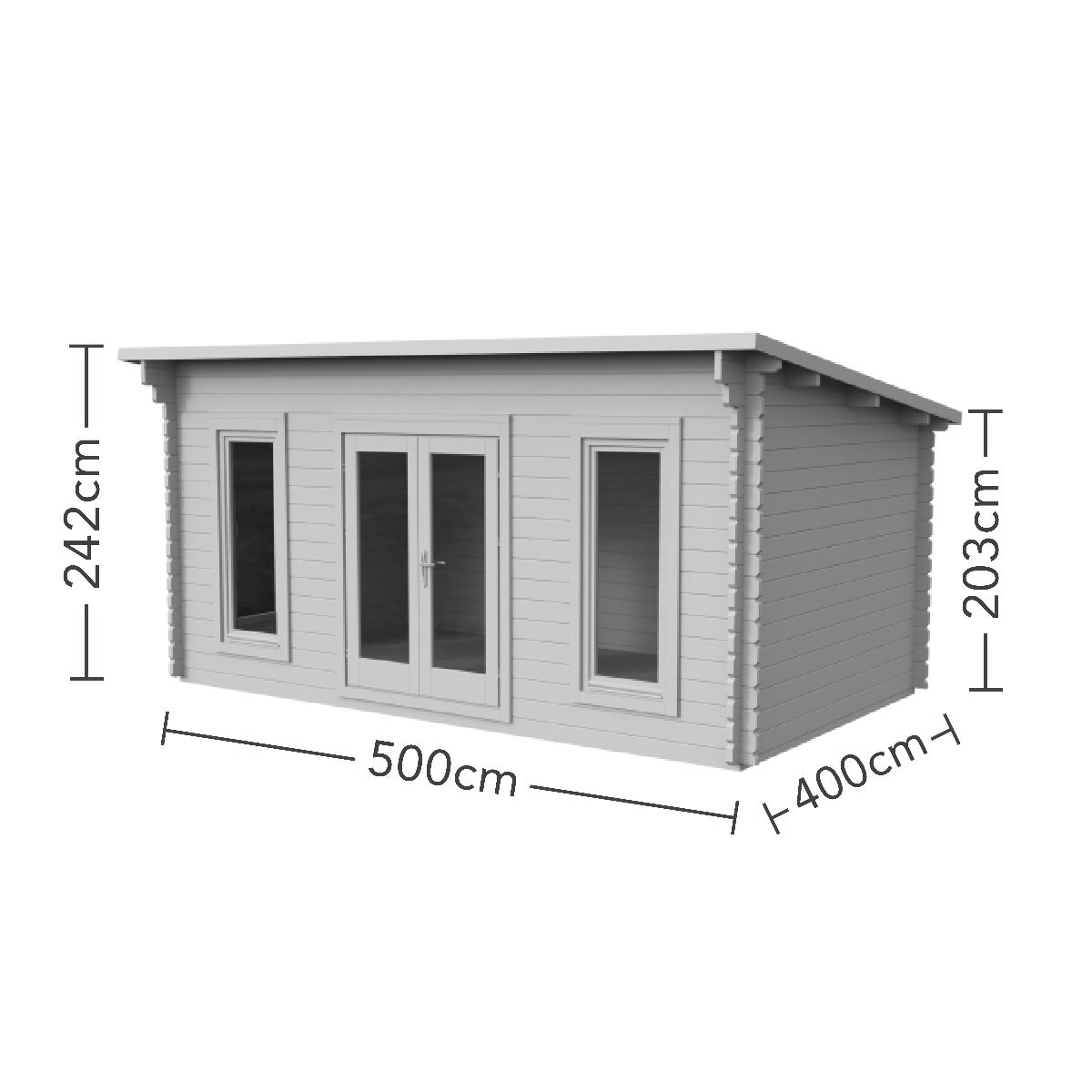 Forest Mendip Log Cabin Pent Roof, Double Glazed, 24kg Polyester Felt, no Underlay  - 5.0m x 4.0m - VMEN45D54P2HD