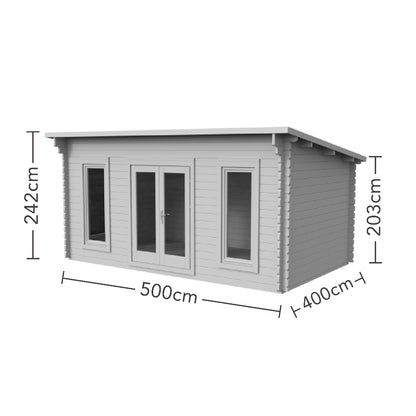 Forest Mendip Log Cabin Pent Roof, Double Glazed, 24kg Polyester Felt, no Underlay  - 5.0m x 4.0m - VMEN45D54P2HD