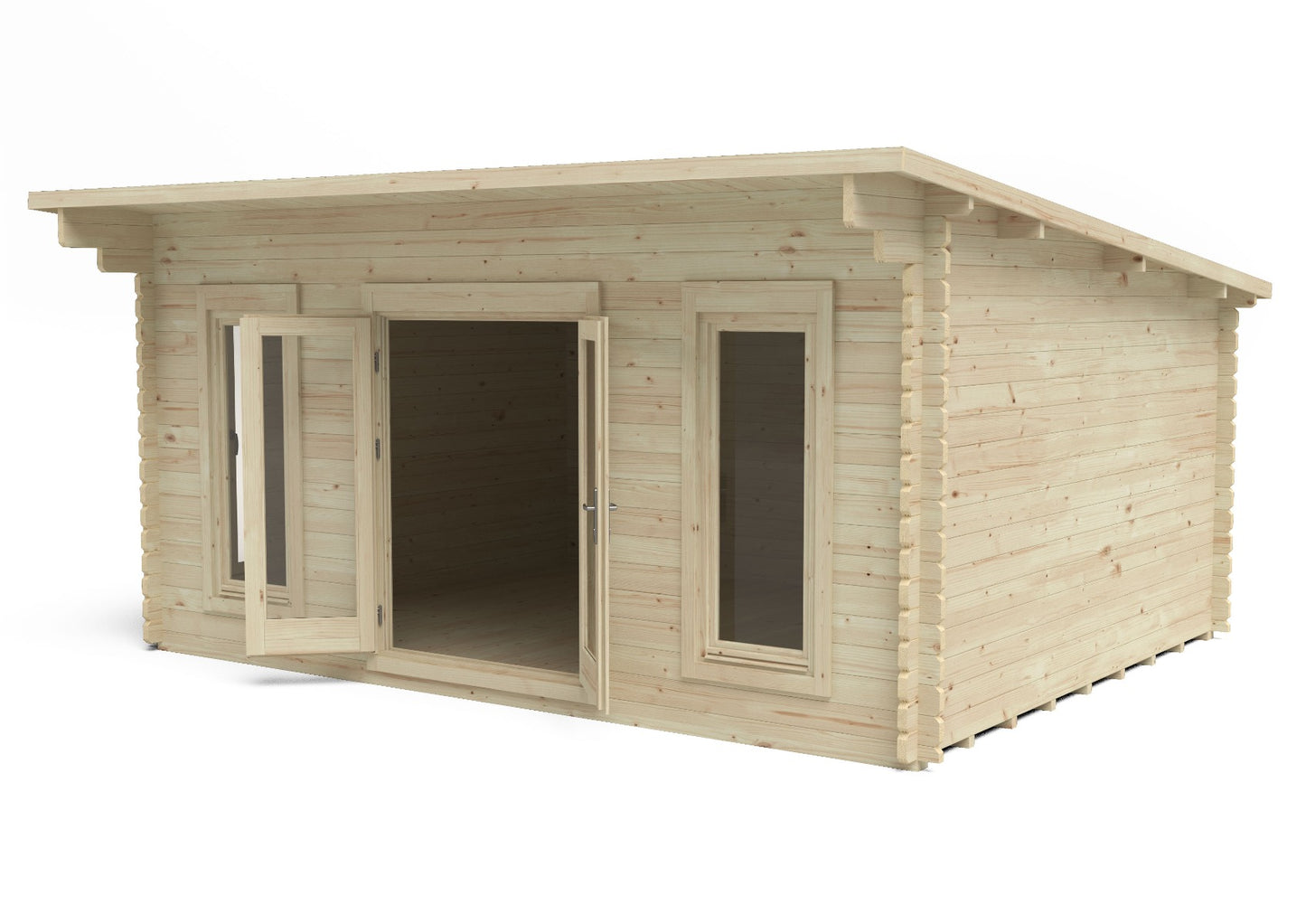 Forest Mendip Log Cabin Pent Roof, Double Glazed, 24kg Polyester Felt, no Underlay  - 5.0m x 4.0m - VMEN45D54P2HD