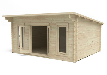 Forest Mendip Log Cabin Pent Roof, Double Glazed, 24kg Polyester Felt, plus Underlay  - 5.0m x 4.0m - VMEN45D54P2UHD